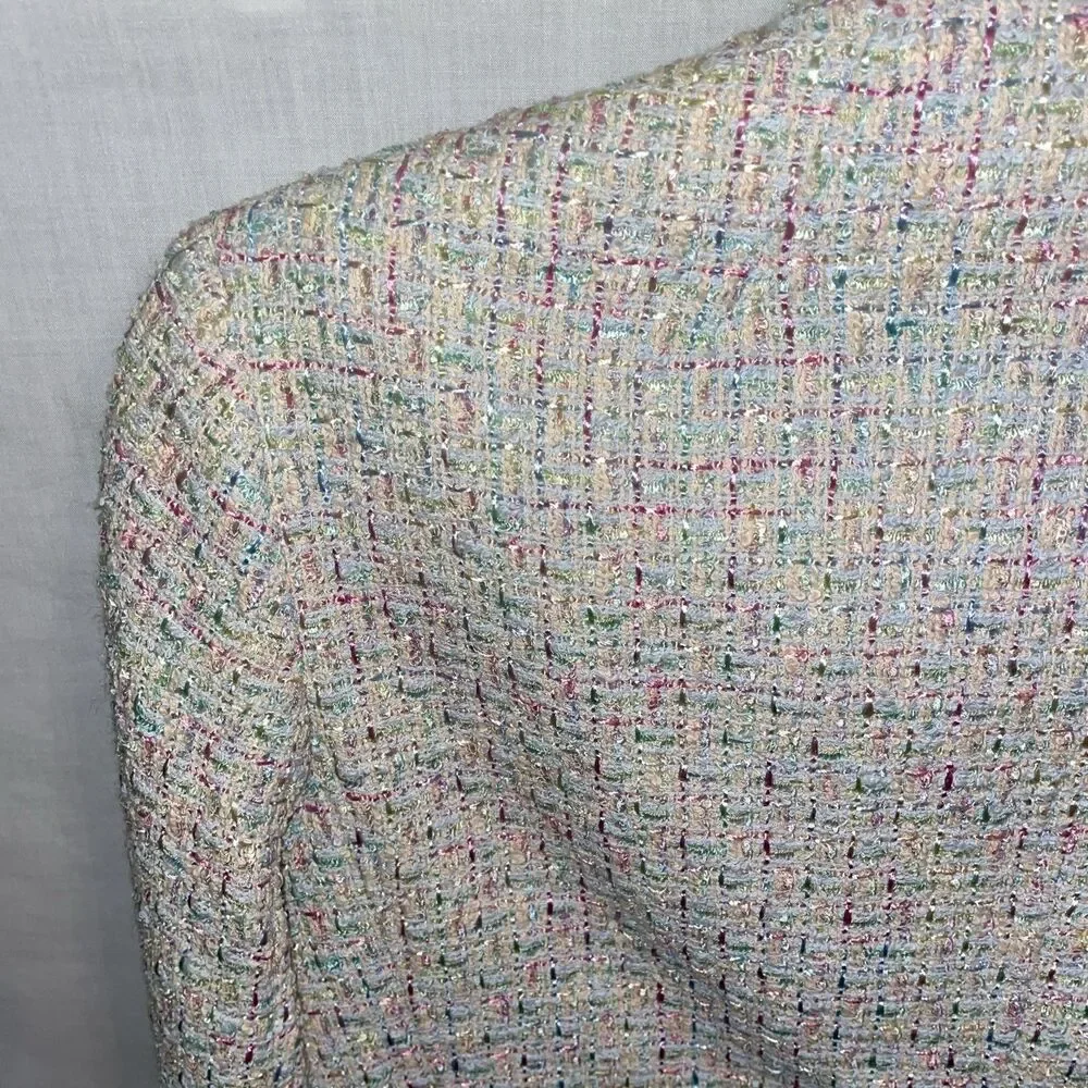 Vtg Rickie Freeman Teri Jon Women’s Tweed Outfit Size 12 Multicolor Jacket Skirt